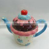 Factory Direct Wholesale Cupcake Design Ceramic Teapot Set