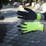 NMSAFETY EN388 HI-viz Green Nylon Liner Coated Black Foam Latex on Plam / Wroking Gloves/protective Gloves thumbnail-1