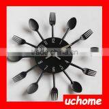 UCHOME Home Decorating Metal Kitchen Wall Clock With Fork And Spoon