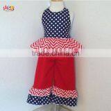 Red White and Blue Polka Dot and Chevrons Ruffled Pant Set Fashion Children Frocks Designs 2016 HSS7861 thumbnail-3
