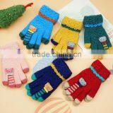 TC13026 New Design Funny Animal Pattern Winter Warm Kids Gloves High Quality Knitted Kids Gloves With Finger thumbnail-1
