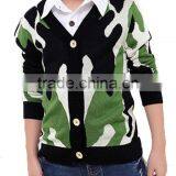 Camouflage Design Thin Knitted Sweater Cardigan Factory thumbnail-1