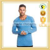 Longline Blue Tri Blend t Shirt Slub t Shirt Custom Logo Gym Fitness t Shirt thumbnail-1