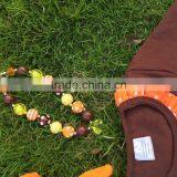 Girls Fall Dress Girls Thanksgiving Dress Kids Bling Bling Turkey Dress Girls Ruffle Dress With Necklace and Headband thumbnail-5