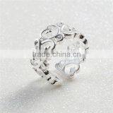 Copper Open Adjustable Rings Silver Plated Hollow Heart thumbnail-1