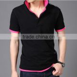 Men's latest short sleeve pink and black polo shirt designs