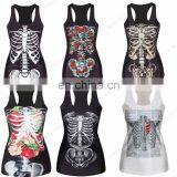 Halloween Costume Jumper Cool Skull Tank Top Bodysuit Gothic Hoody Sweatshirt and Skeleton Leggings Wholesale Adults Clothing thumbnail-3