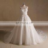 Noble Scoop Neck Corded Flowers Puff Aline Wedding Dress Long Train Sleeveless thumbnail-1