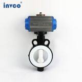 INVCO Wafer type pneumatic butterfly valve,Wafer connection Fluorine butterfly valve