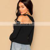 2020 Hot Selling Autumn Ladies Halter Strapless Long Sleeve Slim New Women T-shirt thumbnail-2