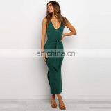 2020 Summer New Sexy Ladies Casual Dress Womens Bodycon Sleeveless Dress With Belt thumbnail-3