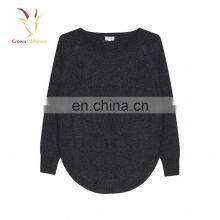Irregular Hem Knitted Cashmere Wool Pullover Sweater for Women thumbnail-4