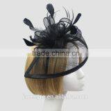 New Arrival Fashion Black Sinamay Base Fascinator Hat With Feather thumbnail-2