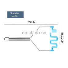 New Solid Color Red Blue Hand Blender Baby Food Silicone Kitchen Press Potato Mashers thumbnail-4