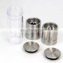 2 in 1 Stainless Steel With Adjustable Ceramic Grinding Mechanism Clear Acrylic Body Salt And Pepper Grinder thumbnail-4
