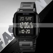 SKMEI 1589 High Quality Men Watch Fashion Luxury Style Stainless Steel Square Mens Digital Watches thumbnail-2