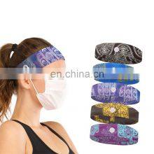 Wholesale Bohemian Style Yoga Sweatband Sport Head Band Custom Women Nurse Headband With Button