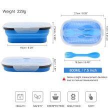 Kitchen Accessories Home and Kitchen Gadgets Silicone Collapsible Lunch Box With Spoon Fork Food Storage Container Foldable thumbnail-2