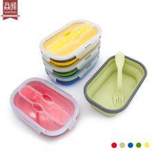 Kitchen Accessories Home and Kitchen Gadgets Silicone Collapsible Lunch Box With Spoon Fork Food Storage Container Foldable thumbnail-3