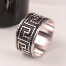 Silver And Black Antique Embossed Metal Napkin Rings For Ideal Table Decoration And Lovely Gift For Any Occasion thumbnail-1