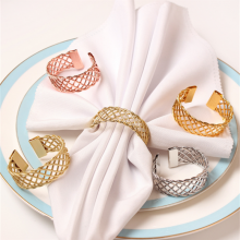 Rose Gold Silver Colored Simple Open Napkin Rings For Wedding And Events thumbnail-1