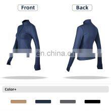 OEM Half Zip Sports Fitness Women Jackets Winter Fleece Long Sleeves Yoga Wear thumbnail-4