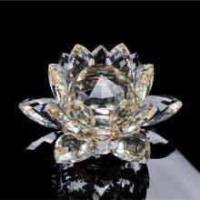 Colored Artificial Crystal Candle Holders Flower Buddhist Candlestick Glass Lotus Base Lanterns Candles Decoration Jars thumbnail-4