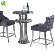 Wholesale Luxury Modern Design Stainless Steel Round Glass Top High Bar Table for Wedding Used
