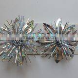 Silver Metallic Leaf Style Firework Flower Bow/Swan Bow/Fountain Flower Ribbon
