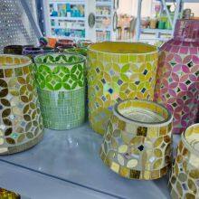Glass Jar Glass Candle Holder Glass Vase Mosaic Vase thumbnail-2