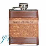 Brown Leather Hip Suits With 2pcs Hip Flask 1pcs Funnel 1pcs Ball Pen, Flagon Four Sets thumbnail-2