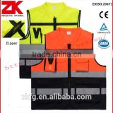 wholesale security EN20471 detachable tear away zipper reflective vest with pockets