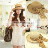 Sun Protection Straw Hats Cute Bowknot Ribbon Formal Bowler Hat thumbnail-1