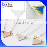 Custom 14K Gold Plated 925 Sterling Silver Opal Inlay Triangle Pendant/Triangle Shaped Charm Pendant Wholesale thumbnail-1