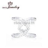 Customized 925 Sterling Silver Interlocking CZ Double Band thumbnail-1