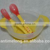 baby suction bowl with temperature sensor spoon and fork
