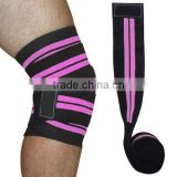 Heavy Duty Weight Lifting Elastic Knee Wraps / Lifting Knee Wrap / Black Color with