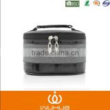Manufacture WUHUA shiny large capacity cosmetic case with mirror for promotion