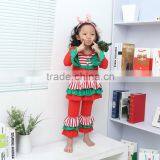 Wholesale Red Boutique Ruffle Christmas Outfits Two Pieces Christmas Pajamas for Baby Girls thumbnail-3