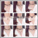 2016 Fashion Black Velvet Layer Chain Stretch Tattoo Choker Necklace Gold Layered Chain Necklace Quality Choice thumbnail-2