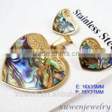 Heart Abalone Shell Stainless Steel Jewelry Sets for Woman