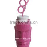 stone human statue hallowmas plastic cups with straw