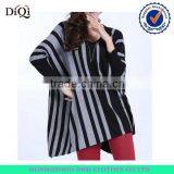 Strip Knitted Asymmetric Sweaters Casual Outwear Women Poncho thumbnail-1