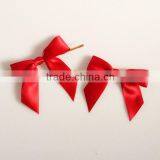 Factory High Quality Wholesale Pink Pre-tied Satin Ribbon Bow With Elastic Loop thumbnail-2