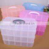 33.2cm*18.5cm*24.5cm Three Layers 30 Compartments Jewelry Adjustable Plastic Clear Box Jewelry Earring Bin Case Container