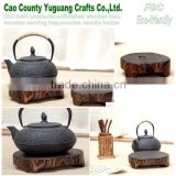 wooden teapot mat,burn wood,solid burn wood