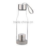 18oz Skinny Glass Water Bottle Travel Tea Cup With Removable Loose Leaf Tea Infuser thumbnail-1