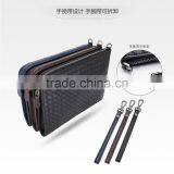 Wholesale High Quality Luxury Business Style Genuine Soft Shipskin Leather Woven Suede Wallet Envelope Bag Men Cltch Handbag thumbnail-6
