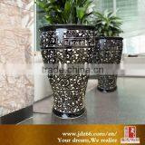 Modern Style Excellent Quality Glazed White Point Black Ceramic Flower Pots for Hall Decor thumbnail-1