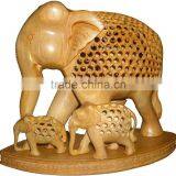 Carved Wooden Animals/wood Carved Elephant thumbnail-1